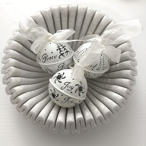 Joy, Noel & Peace Jingle Bell White Ornament Set - Picture 2 of 3